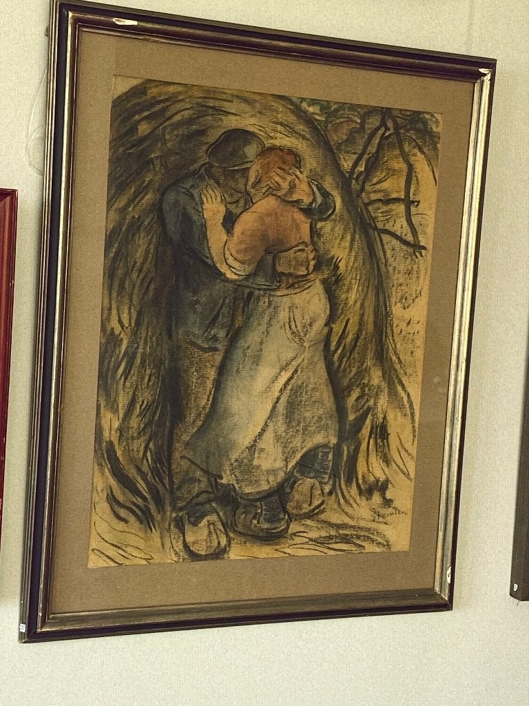 T. A.Steinlen (1859-1923) LES AMOUREUX, tekening, gesigneerd, Ophalen of Verzenden, Tekening, Gemengde techniek, Gesigneerd