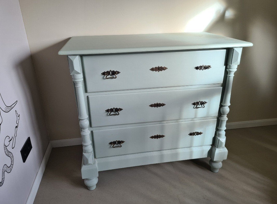 Vintage commode in Dove Grey - 56x102,5x93,5 cm, Ophalen, 50 tot 70 cm, 90 tot 105 cm, 100 cm of meer