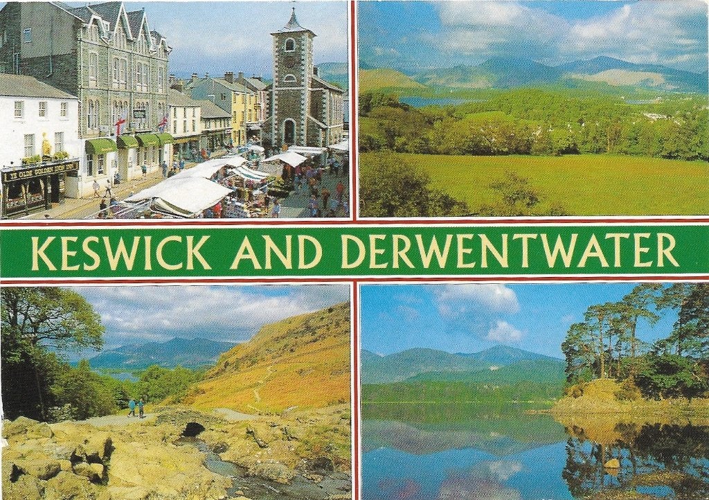Ansichtkaart  	Keswick (Engeland)	& Derwent Water	4-luik, Ophalen of Verzenden, 1980 tot heden, Gelopen, Engeland