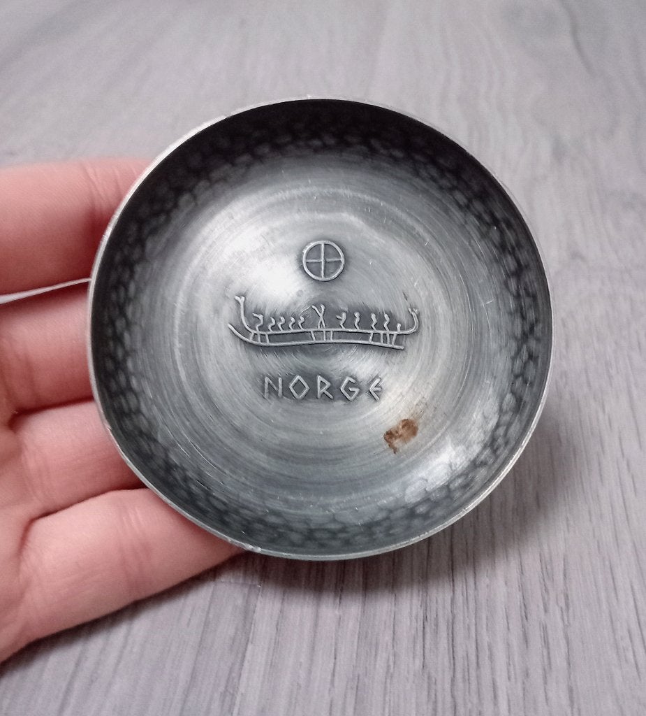 norge pewter tinnen zoutvaat uit het midden van de eeuw, Verzenden