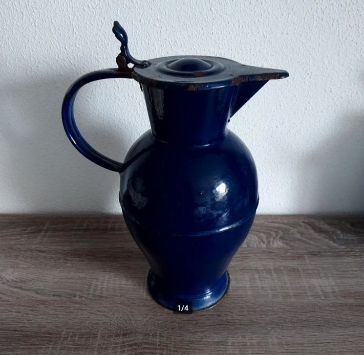 Emaille oudewetse klepkan kobalt blauw, Antiek en Kunst, Antiek | Emaille, Ophalen of Verzenden