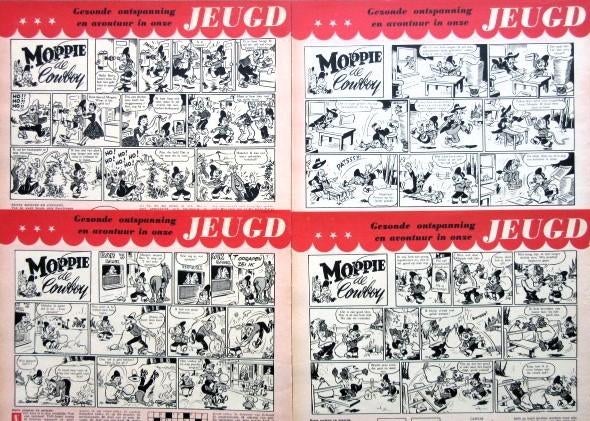 22 strips Moppie de Cowboy 1954, Ophalen of Verzenden, 1940 tot 1960, Tijdschrift