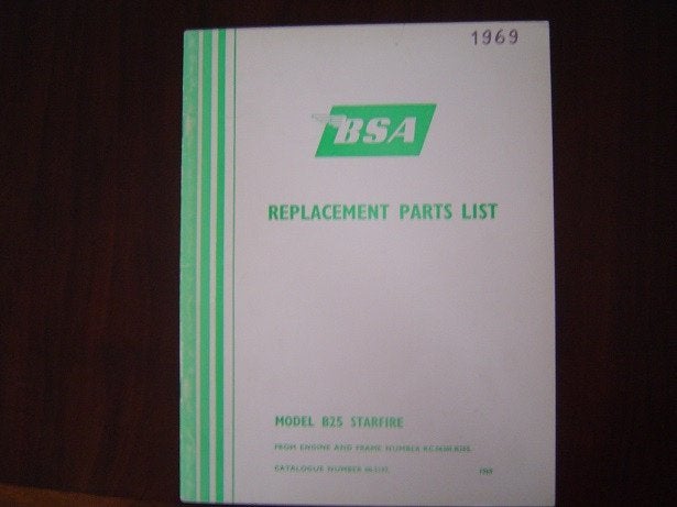 BSA B25 Starfire 1969 motorcycle parts list, Ophalen of Verzenden, Overige merken