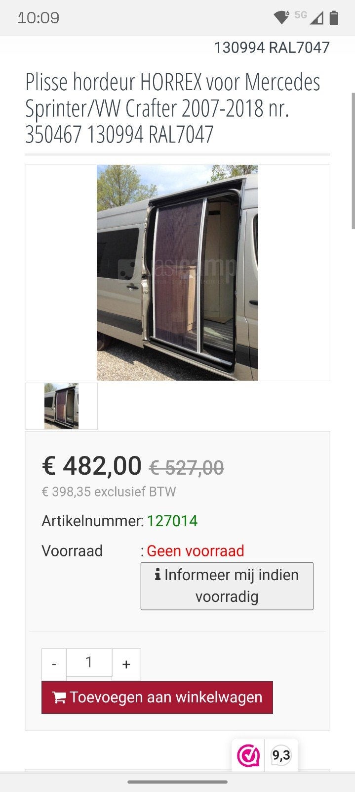 hordeur voor Sprinter of Crafter, Ophalen
