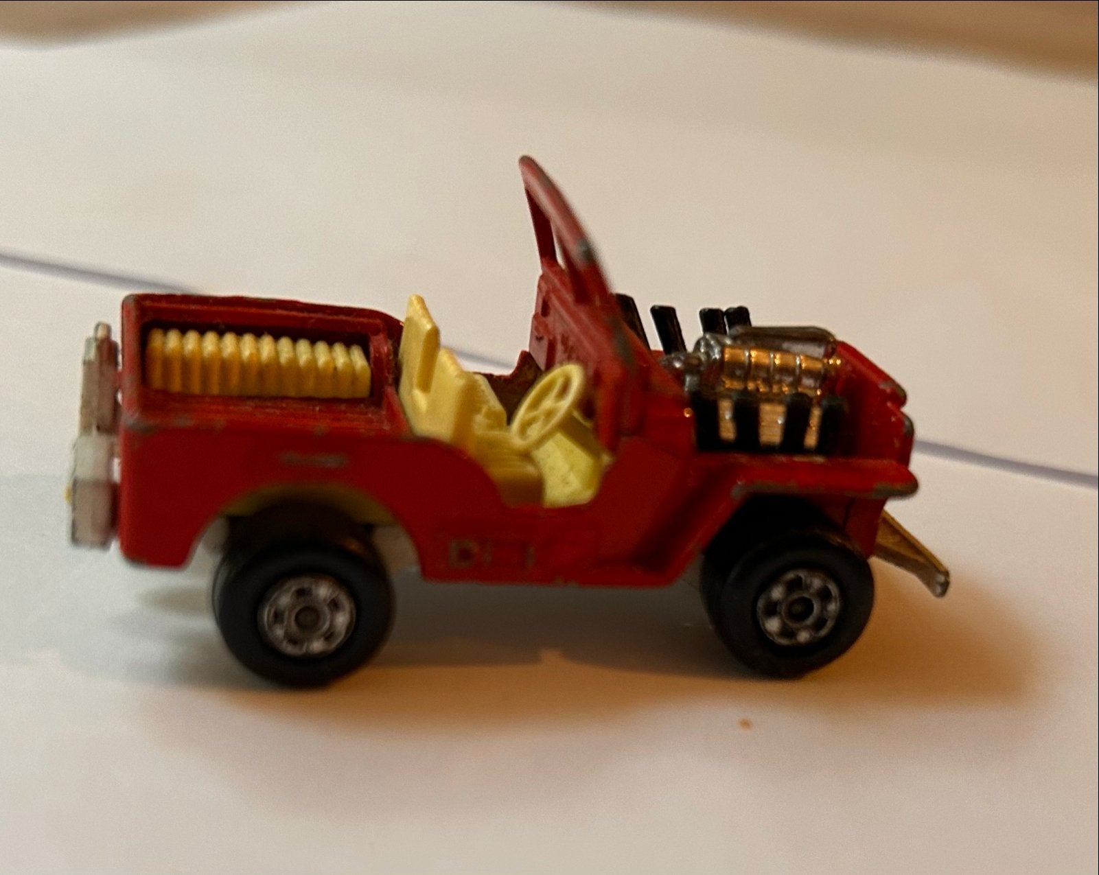 Vintage Matchbox Jeep Hot Rod (rood), Ophalen of Verzenden, Gebruikt
