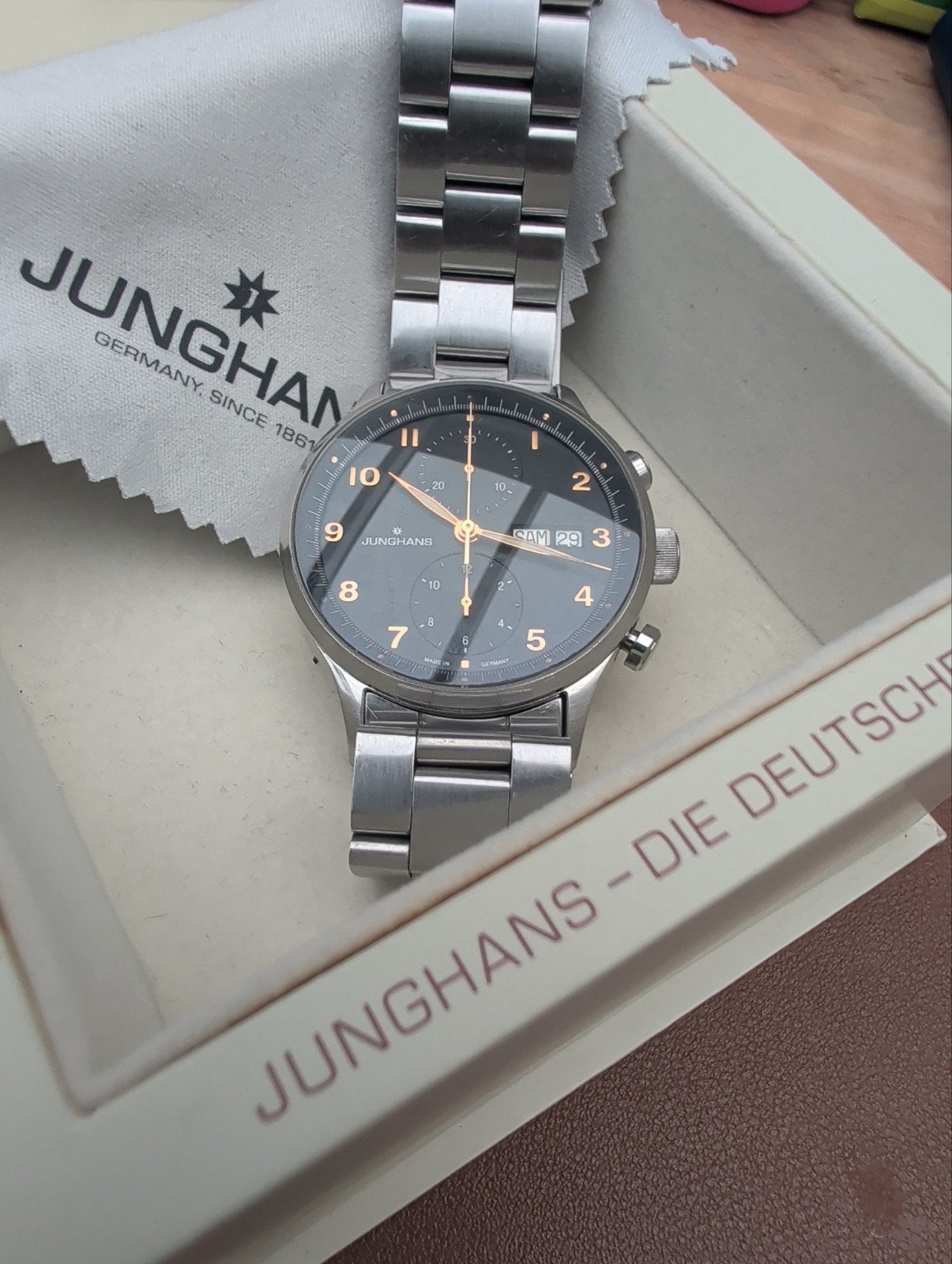Junghans Chronoscope 027/4553 - Elegant Herenhorloge, Overige merken, Staal, Staal, Polshorloge