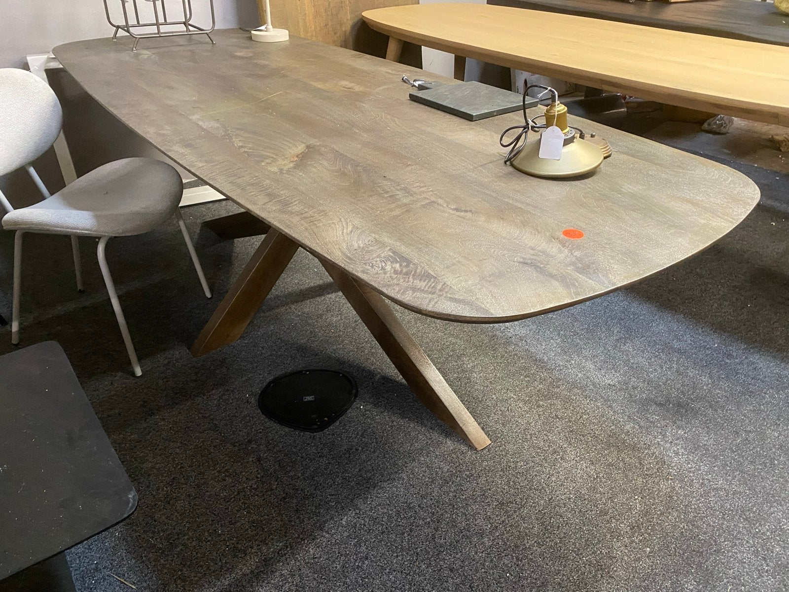 Deense Ovale Eettafel Massief Mangohout 240x100 Spin Poot, Ophalen, 100 tot 150 cm, C, Vijf personen of meer