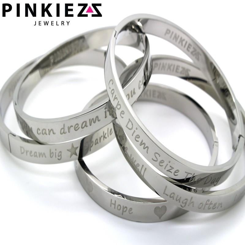 PARTIJVORDEEL: 50x Luxe Edelstaal RVS Quote Armbanden (NIEUW, Ophalen of Verzenden, Nieuw, Zilver