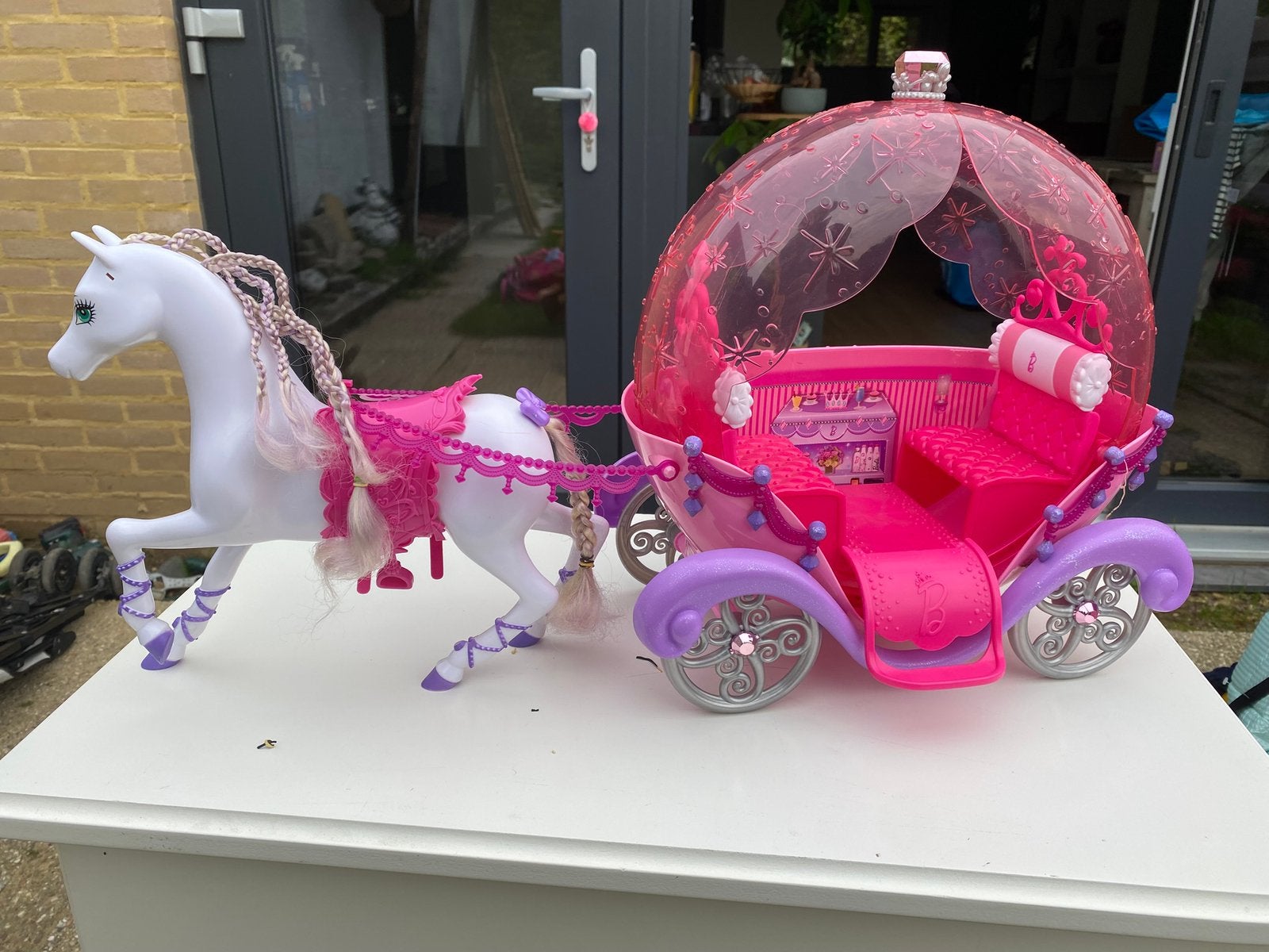 Mooie Barbie Roze Prinsen & Prinsessen Koets met Paard (Set), Ophalen, Zo goed als nieuw, Barbie