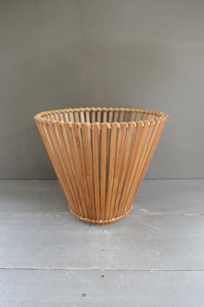 Vintage bamboe basket bloempot rotan mand, Tuin en Terras, Overige materialen, Verzenden, Rond, Binnen