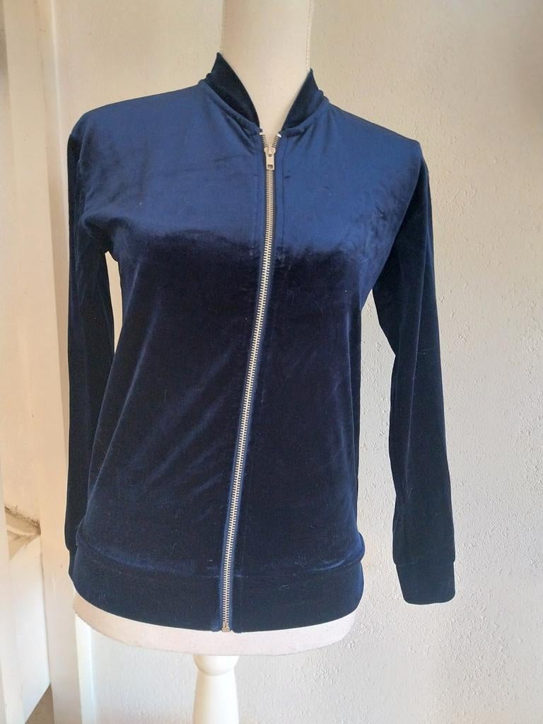 Donkerblauwe fluwelen vest valt als maat M, Atmosphere, Blauw, Ophalen of Verzenden, Zo goed als nieuw