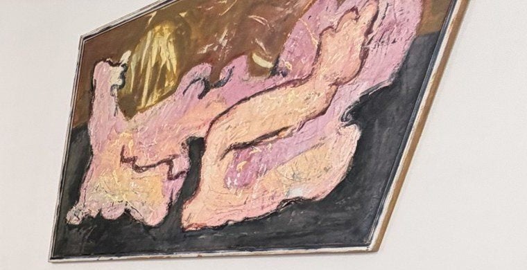 Abstract schilderij | roze/zwart/goud | ingelijst, Ophalen