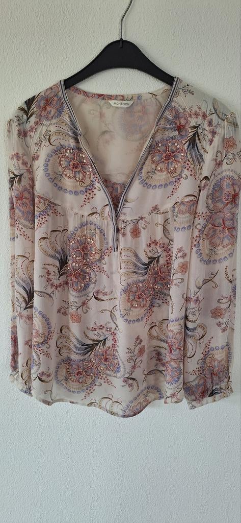 Prachtige blouse met kraaltjes van monsoon, Ophalen of Verzenden, Zo goed als nieuw, Maat 42/44 (L)