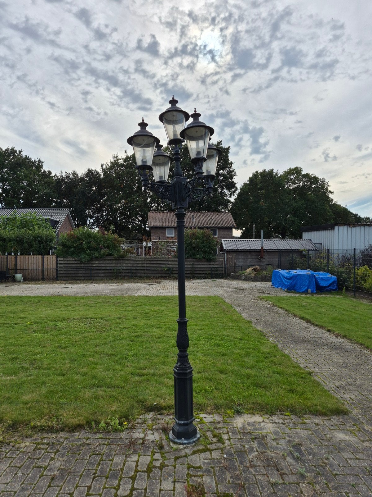 Lantaarnpaal met 5 koperen lampen, Ophalen, Overige materialen, Gebruikt, Overige typen
