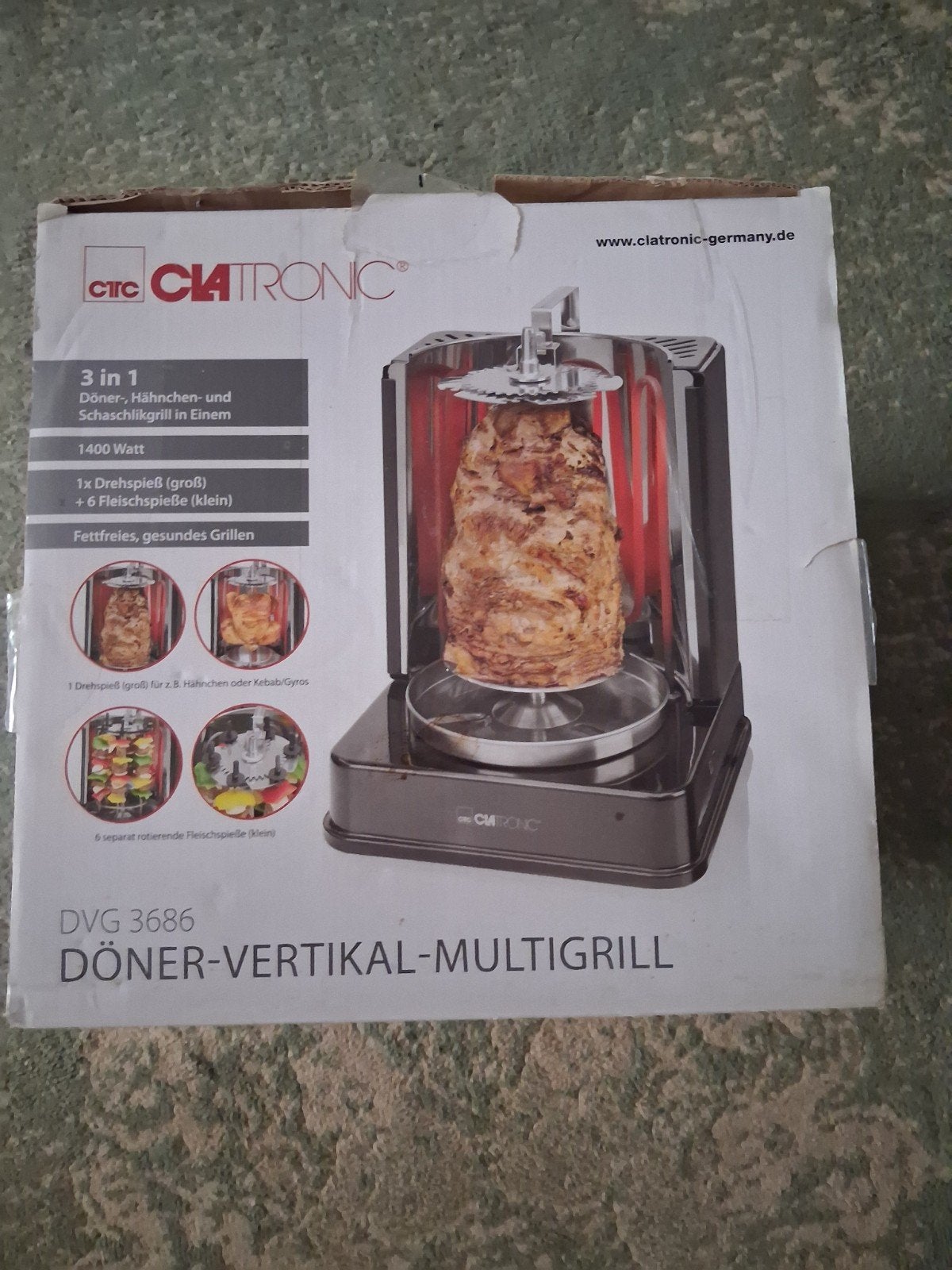 Clatronic DVG 3686 Döner-Vertikal-Multigrill 3-in-1, Ophalen of Verzenden, Zo goed als nieuw