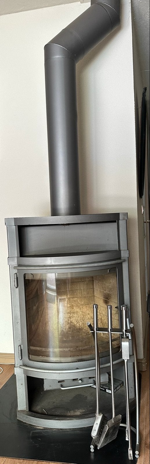 Faber Alborg Grijze Houtkachel 9KW Compleet met Accessoires, Ophalen, Gebruikt, Houtkachel, Vrijstaand
