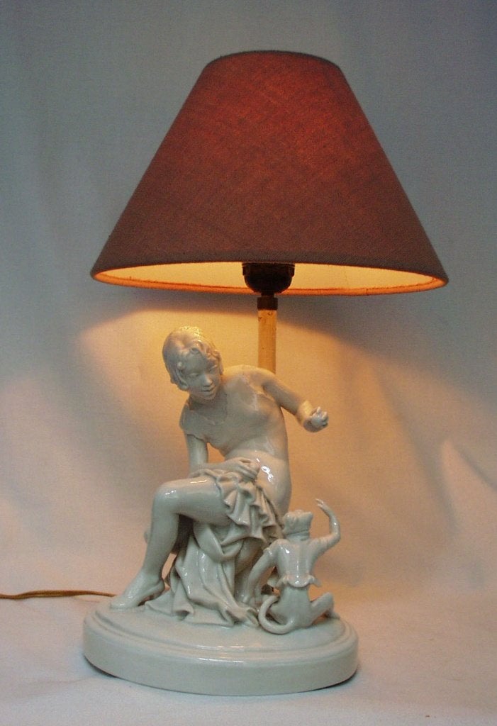 Art Deco Porseleinen Lamp-Schwarzburger Werkstätten-Ries., Ophalen of Verzenden