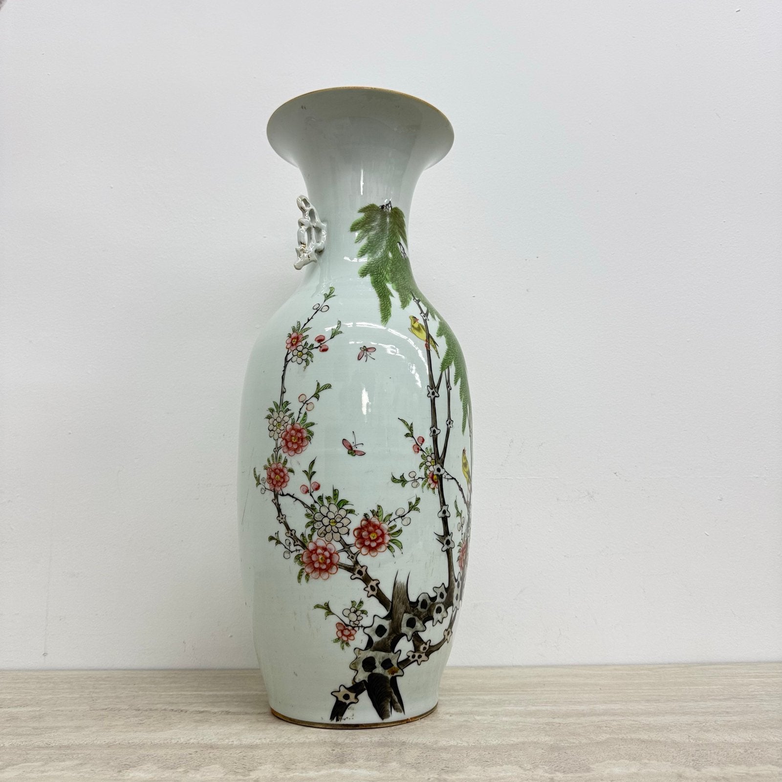 Antieke Grote Japanse Vaas met Bloesems en Vogels, Ophalen of Verzenden