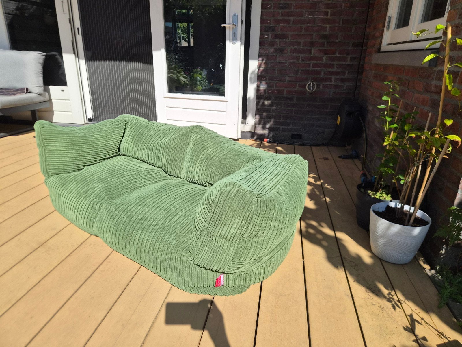 Lounge Pug Zitzakbank 2-persoons - Groen ribstof, Huis en Inrichting, Ophalen, Zo goed als nieuw, Groen, Zitzak