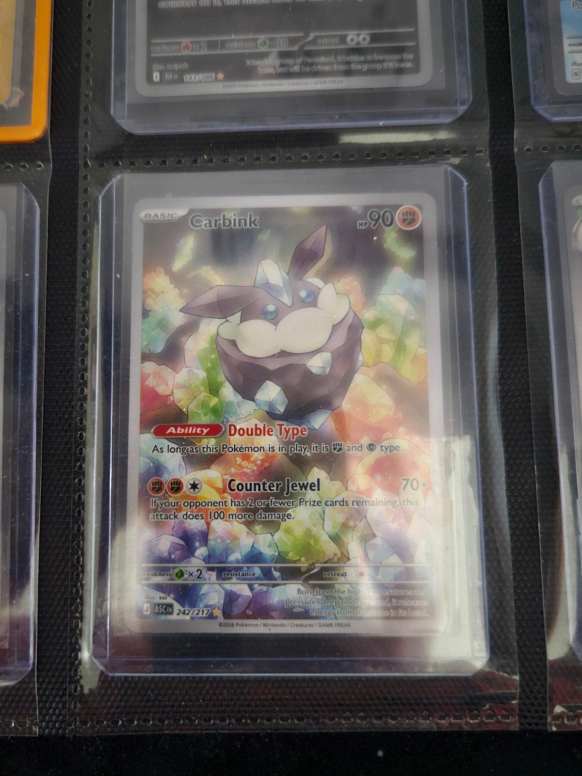 Pokemon Carbink 242/217 Ascended Heroes, Ophalen of Verzenden, Zo goed als nieuw, Losse kaart, Foil