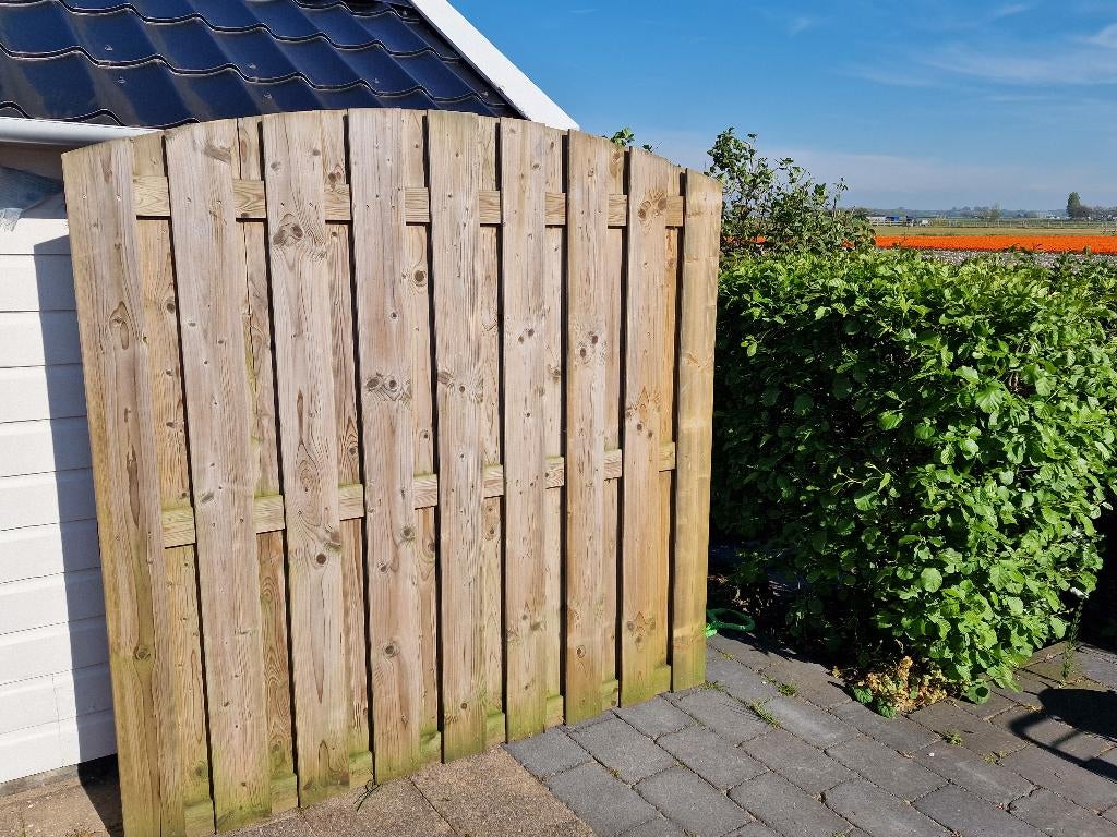 Houten schutting - getoogd - 180x180 - grenen, Ophalen, Hout, Minder dan 3 meter, 1 tot 2 meter