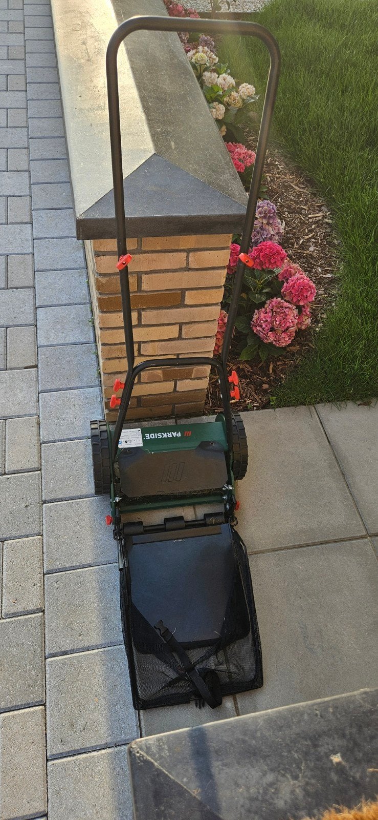 Parkside Handgrasmaaier met Opvangzak - Zo goed als nieuw, Ophalen, Handgrasmaaier, Opvangzak, 30 t/m 39 cm