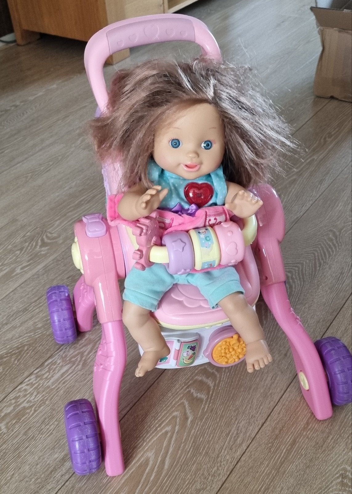 VTech poppenwagen 3-in-1 met verhaaltjes en muziek, Kinderen en Baby's, Ophalen of Verzenden, Gebruikt, Babypop