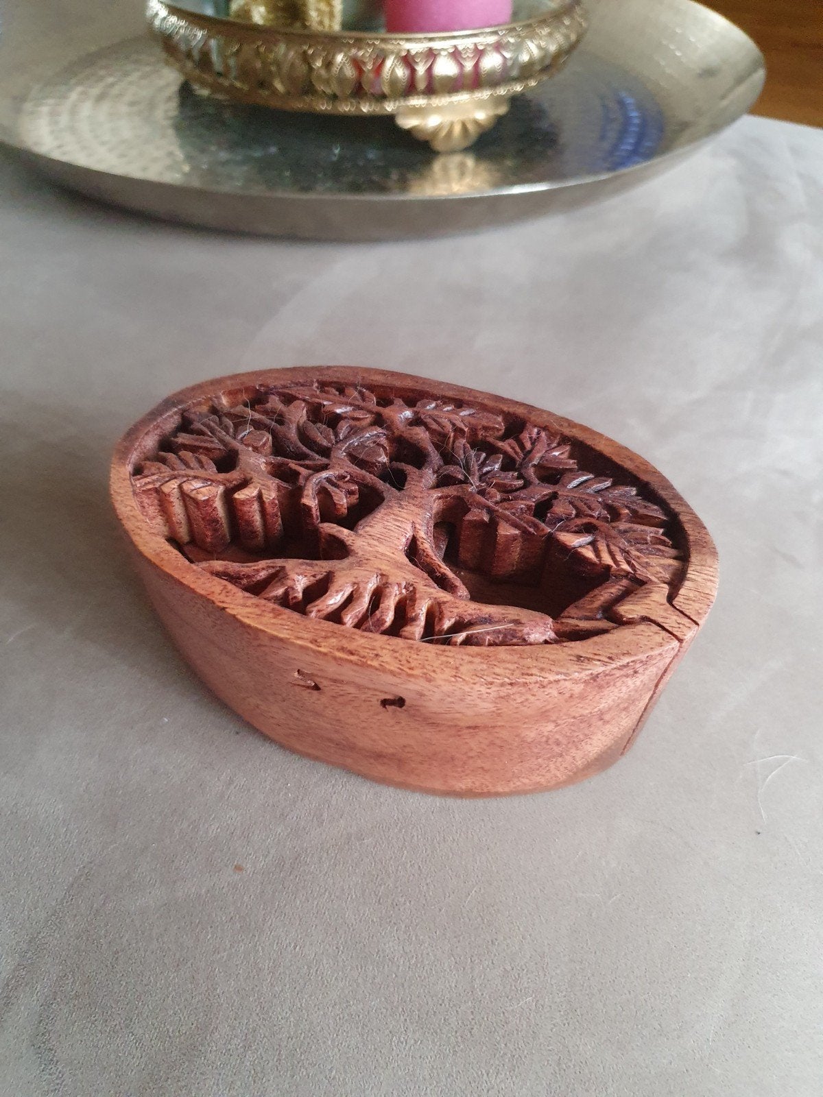 Prachtige tree of life doosjes uit Indonesië. Levensboom, Ophalen of Verzenden, Nieuw, Ovaal, Hout