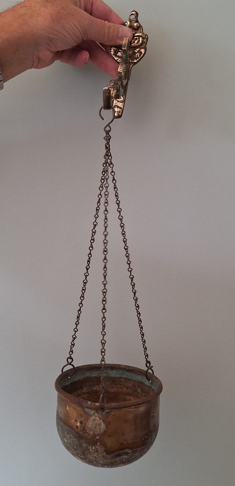 Vintage koperen plantenhanger, Ophalen of Verzenden, Koper