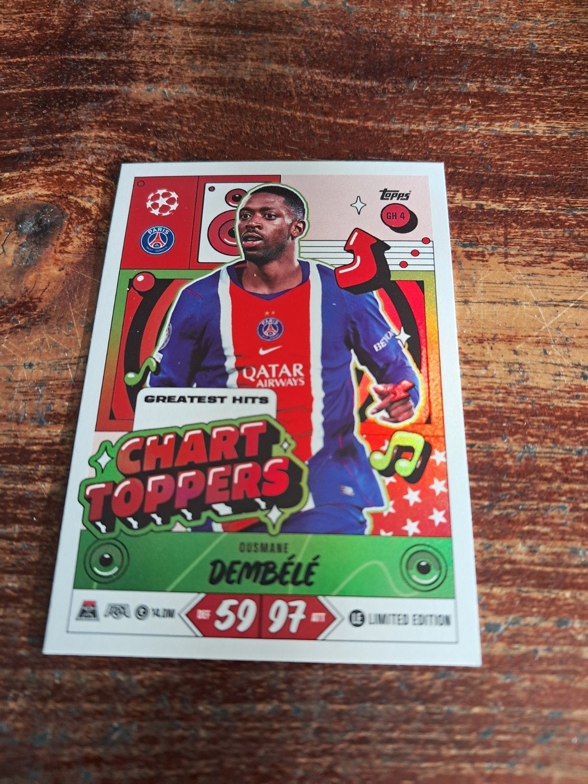 Topps voetbalkaart: Ousmane Dembele. Limited Edition., Hobby en Vrije tijd, Ophalen of Verzenden, Nieuw, Plaatje