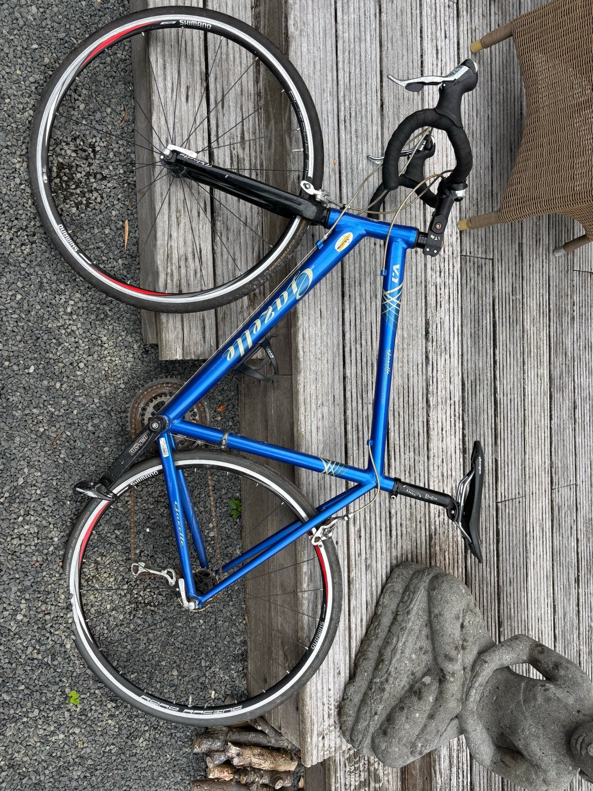 Gazelle racefiets Blauw Achterwiel kapot, Ophalen, 28 inch, Gebruikt, Aluminium