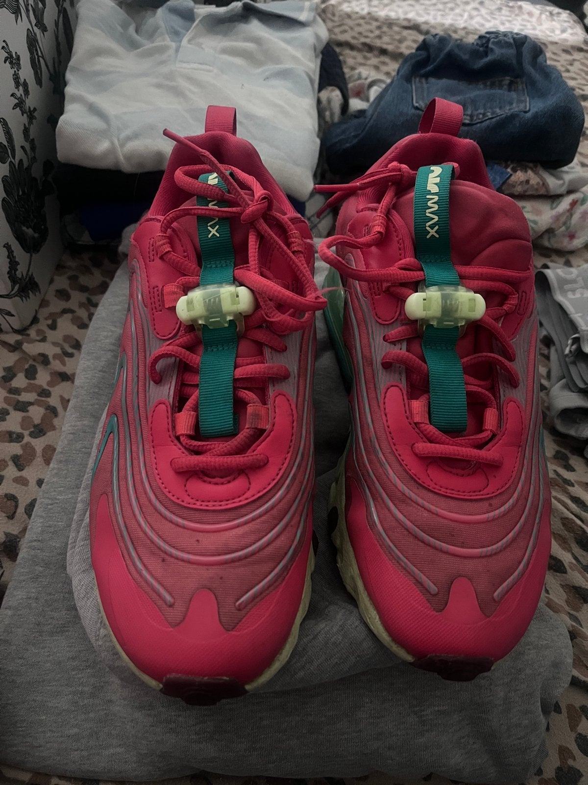 Nike Air Max 270 React Roze/Groen Sneakers, Ophalen of Verzenden, Gedragen, Roze, Sneakers of Gympen