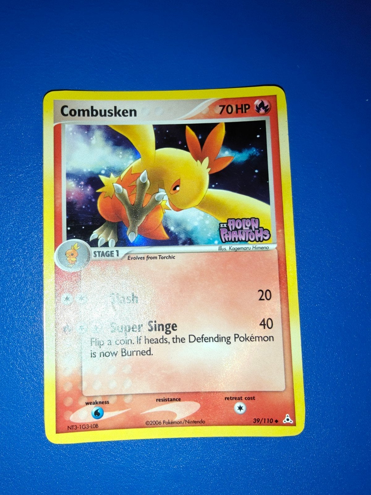Combusken 39/110 EX Holon Phantoms Pokémon Kaart, Ophalen of Verzenden, Gebruikt, Losse kaart, Foil