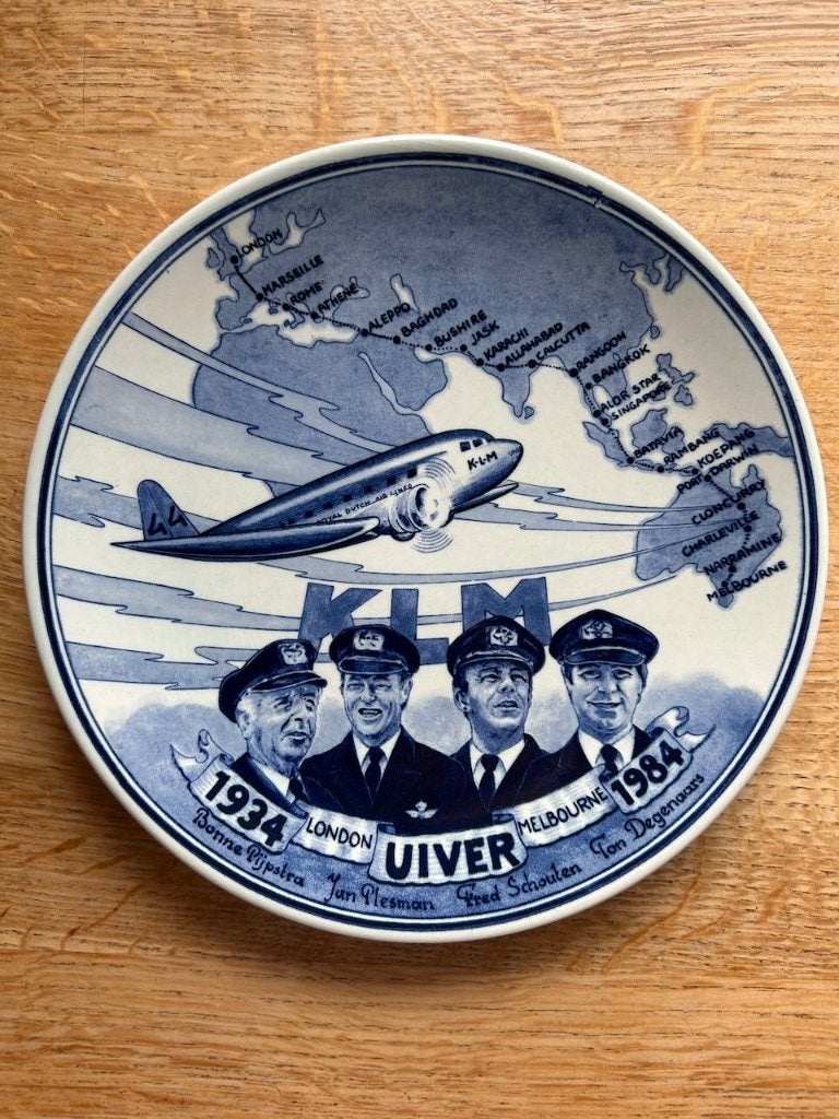 KLM Uiver herdenkingsbord 1934–1984 – Regina Delfts Blauw, Ophalen of Verzenden, Zo goed als nieuw, Overige typen
