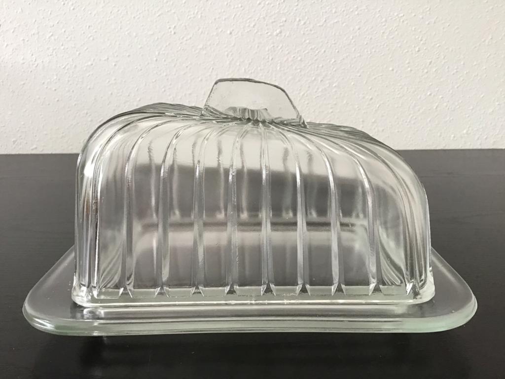 Art Deco Glazen kaas of boterstolp, Huis en Inrichting, Woonaccessoires | Stolpen, Zo goed als nieuw, Ophalen of Verzenden