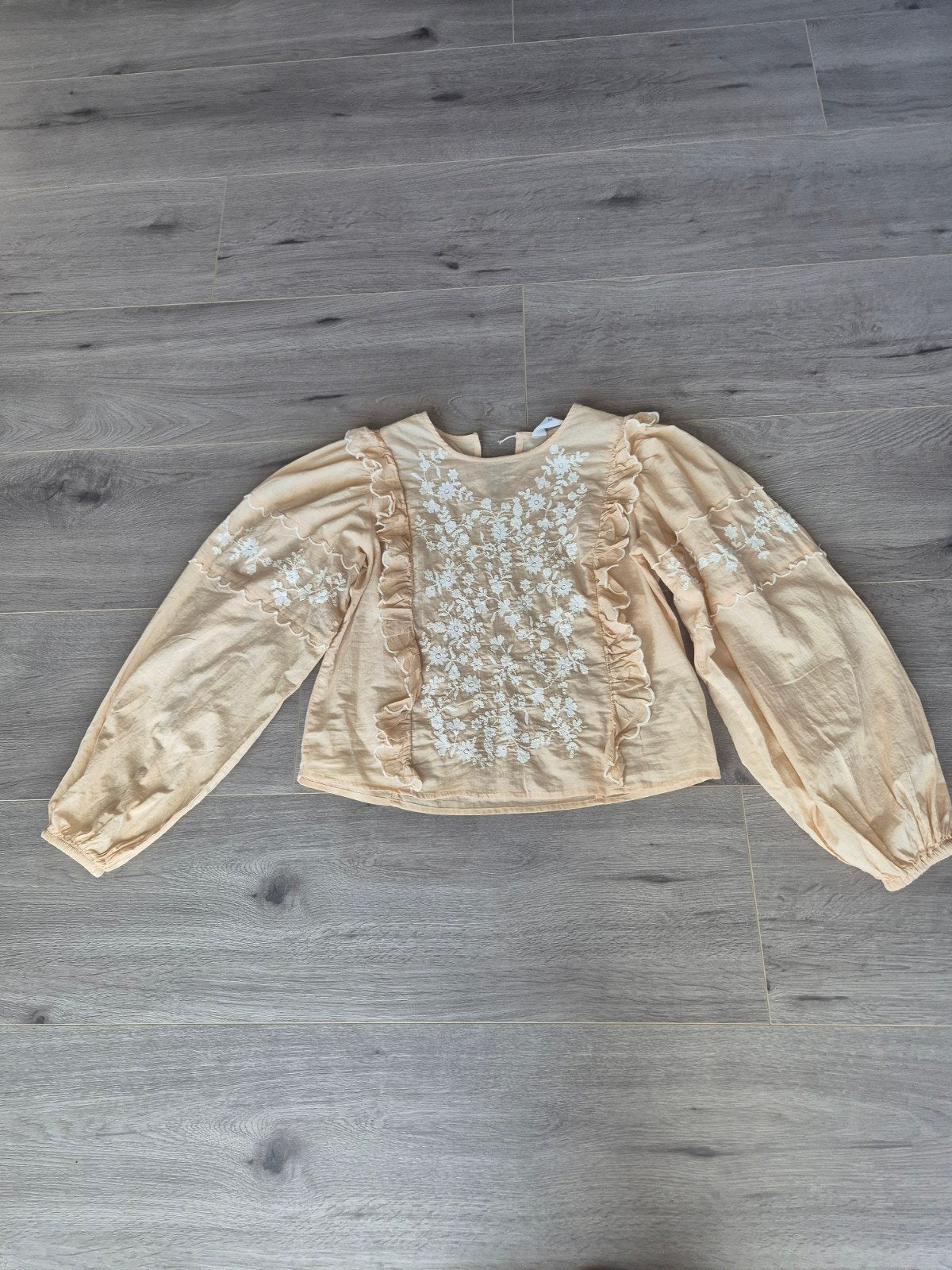 Primark Romantische Geborduurde Blouse met Roesjes - Maat XS, Beige, Ophalen of Verzenden, Maat 34 (XS) of kleiner, Gedragen