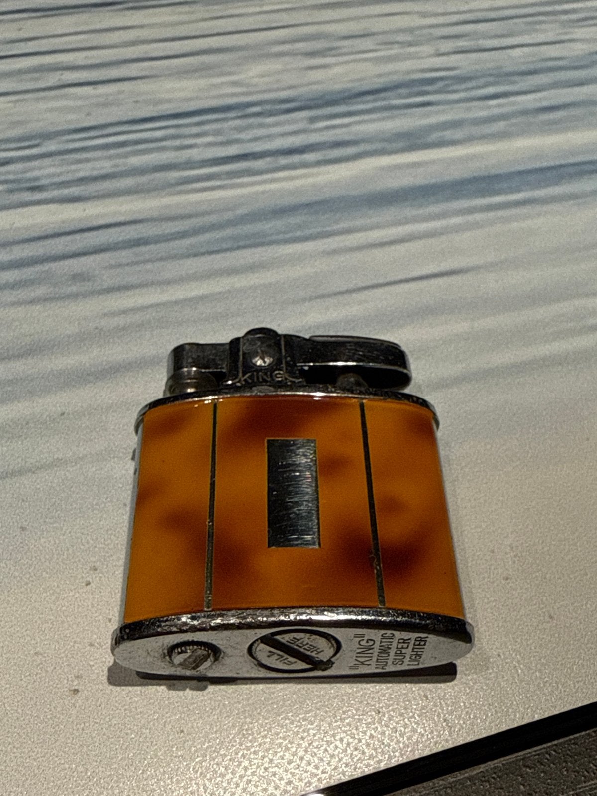 Vintage King Automatic Super Lighter - Bruin/Zilver, Ophalen, Gebruikt, Aansteker