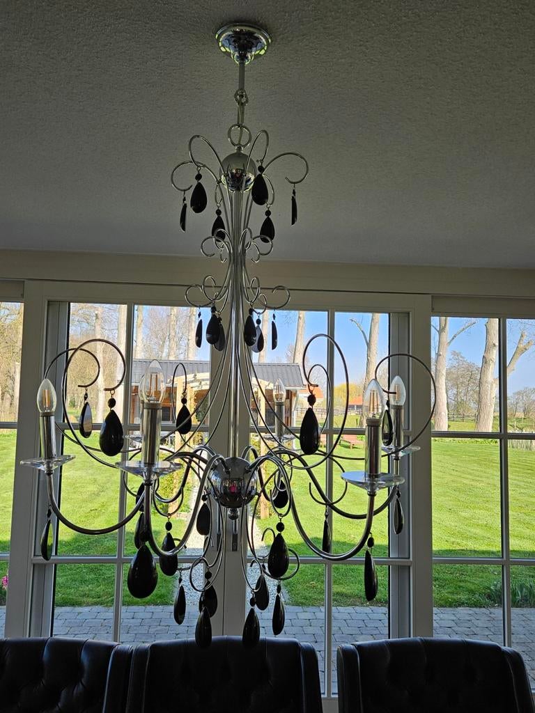 Mooie hanglamp met zwarte stenen hangers, Ophalen, Zo goed als nieuw