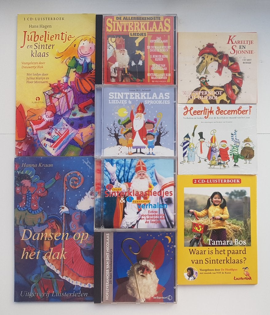 9x Luisterboek Sinterklaas oa Jubelientje, Liedjes, Verhalen, Boeken, Ophalen of Verzenden, Hanna Kraan, Cd, Kind
