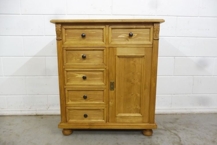 Grenen Commode Dressoir Ladenkast Kast Landelijk, Met deur(en), Grenenhout, 25 tot 50 cm, 50 tot 100 cm