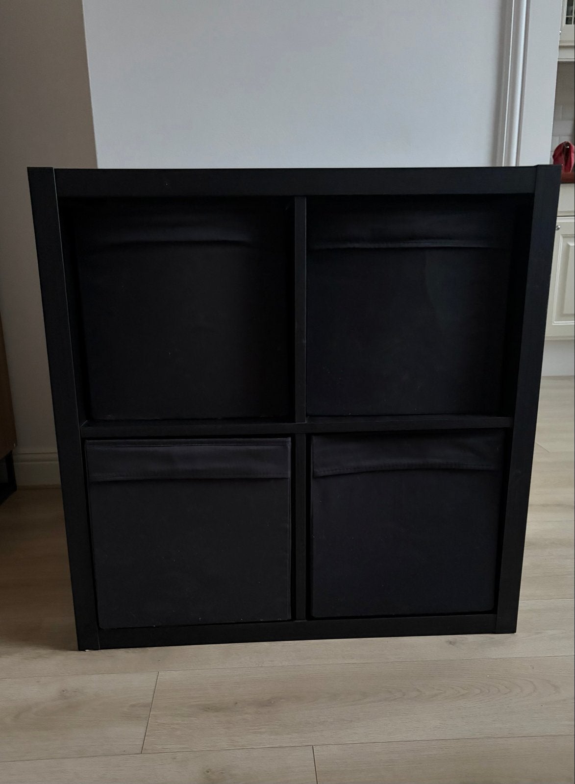 Ikea Kallax 77x77 cm zwart met opbergdozen, Huis en Inrichting, Ophalen, Zo goed als nieuw