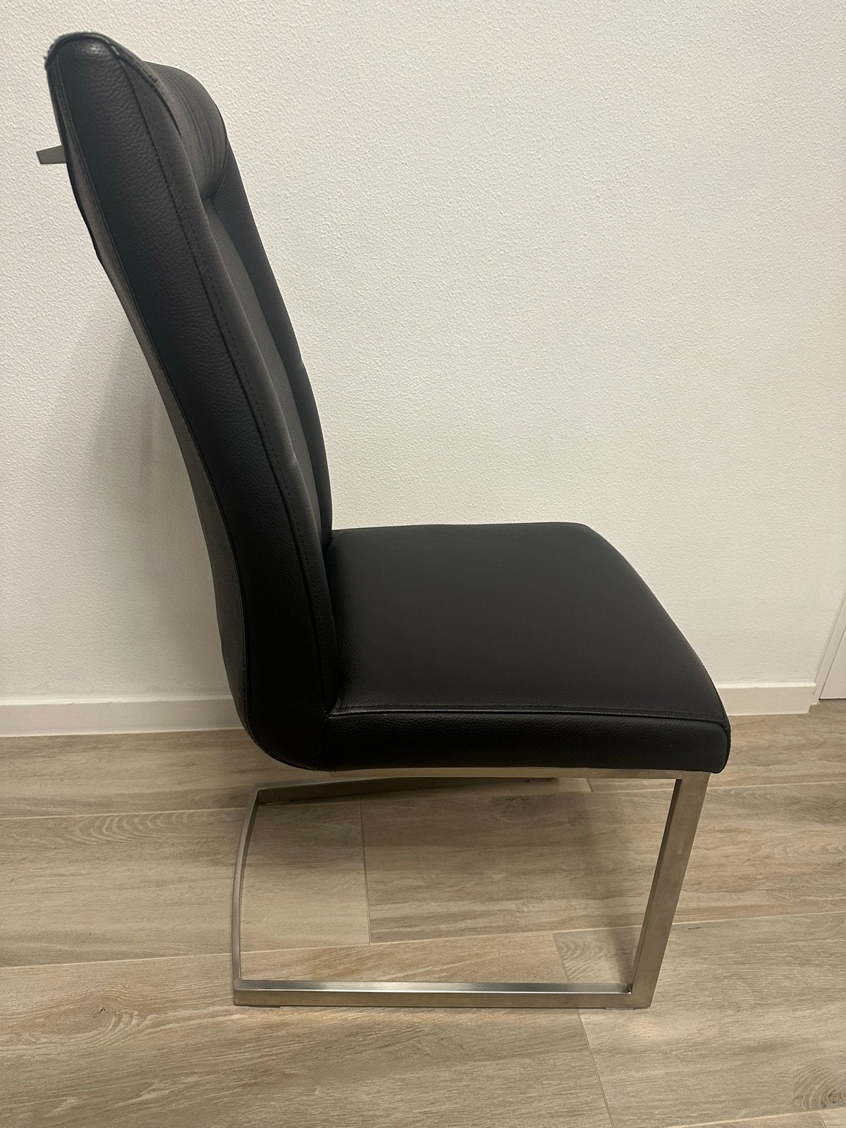 6 Leren stoelen met of zonder tafel, Ophalen, Gebruikt, Zwart, Leer