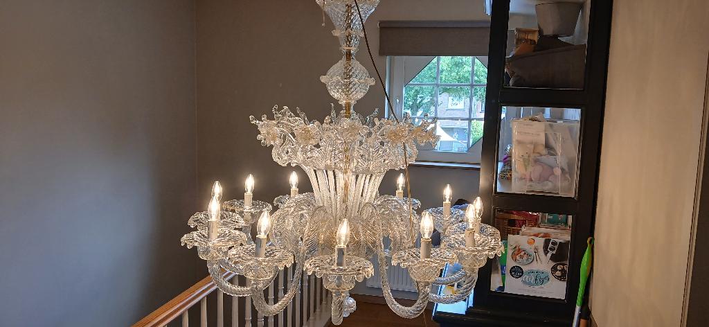 Murano kroonluchter, Huis en Inrichting, Lampen | Kroonluchters, Ophalen, Zo goed als nieuw, Glas, Antiek modern