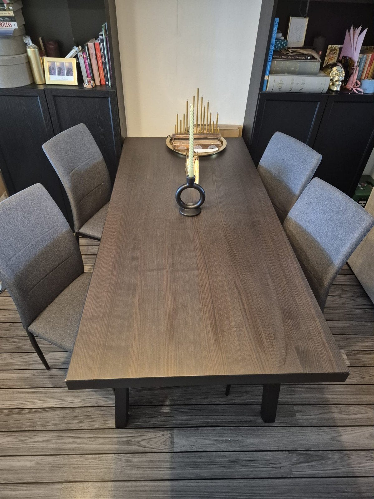 IKEA eettafel - Donkerbruin blad met zwarte poten, Gebruikt, 50 tot 100 cm, Vijf personen of meer, 150 tot 200 cm