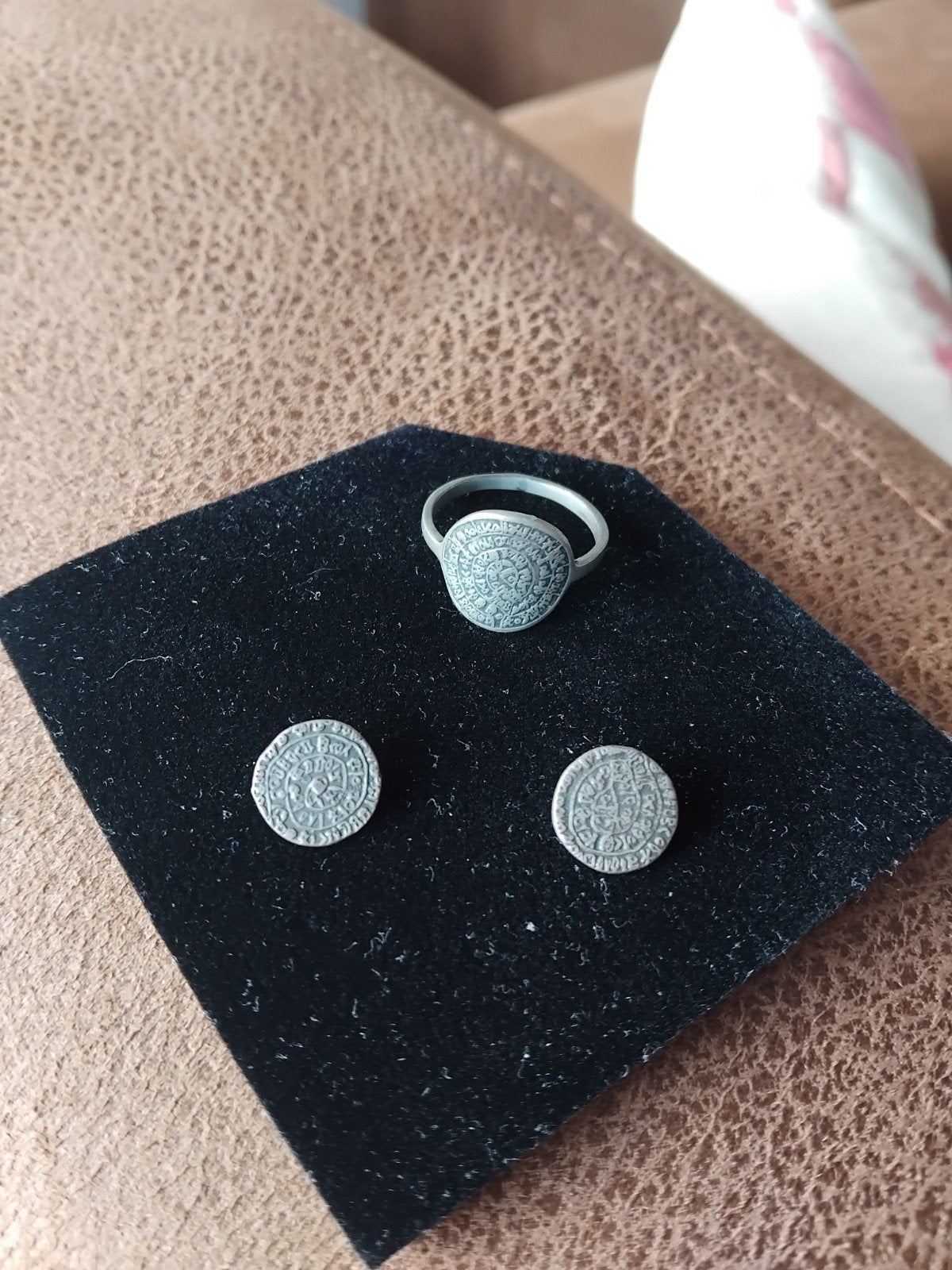 Prachtige 925 Zilveren Griekse set ring met oorbellen 🎄🎁, Sieraden, Tassen en Uiterlijk, Ophalen of Verzenden, Zo goed als nieuw