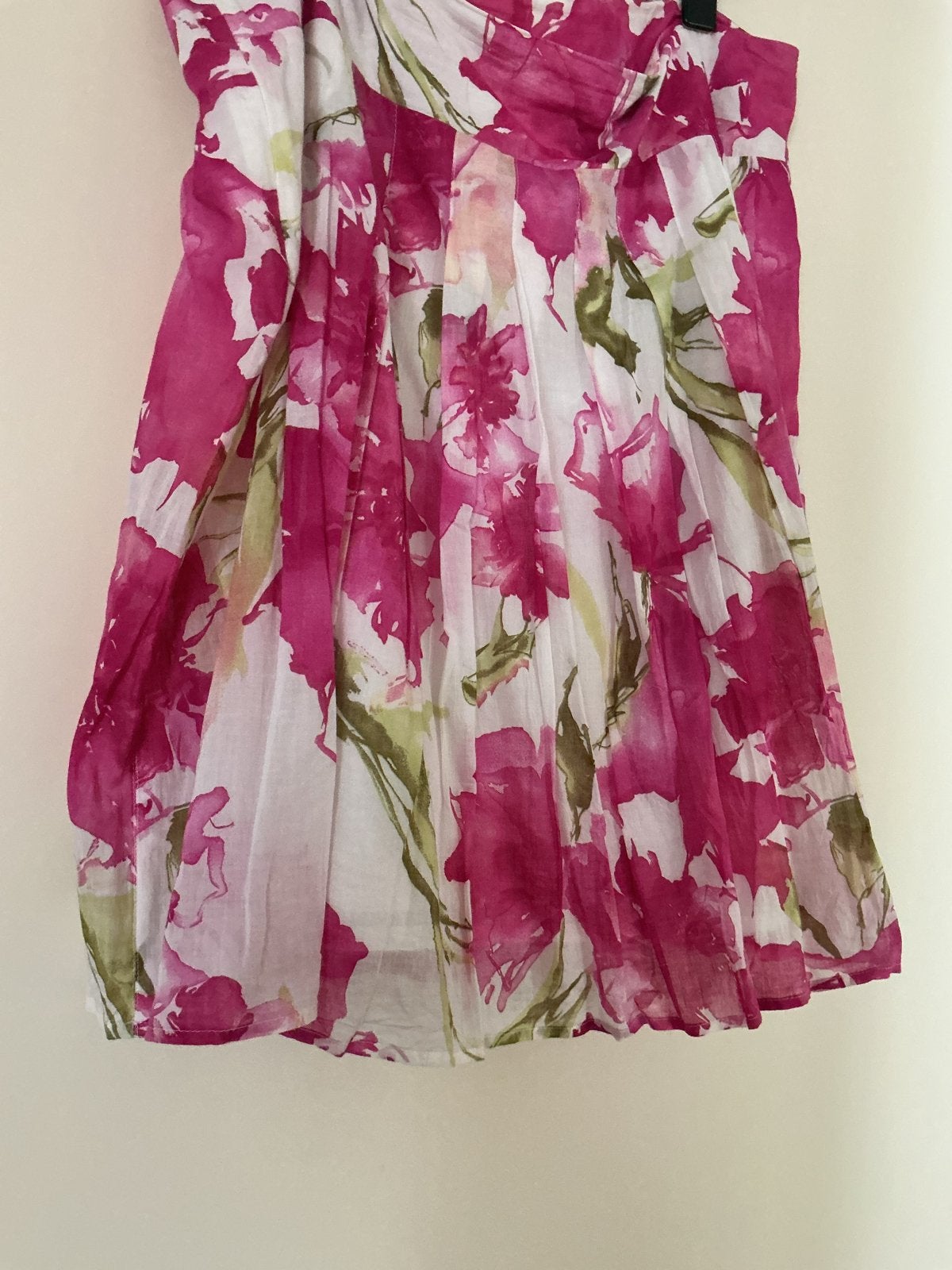 Mooie roze/witte rok met bloemenprint - Maat 46, Ophalen, Gedragen, Maat 46/48 (XL) of groter, Roze