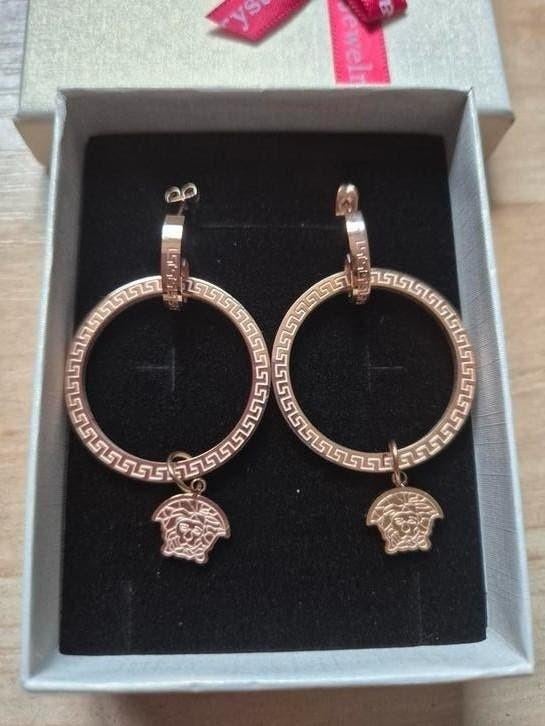 Versace gouden double oorbellen., Sieraden, Tassen en Uiterlijk, Oorbellen, Ophalen of Verzenden, Nieuw, Goud, Overige materialen