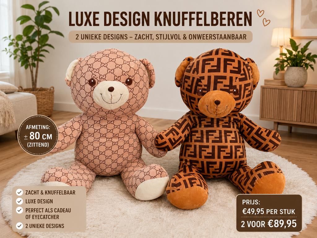 Luxe Design Knuffelberen XXL – 80 cm – 2 stuks – Eyecatchers, Ophalen, Zo goed als nieuw, Stoffen beer, Overige merken