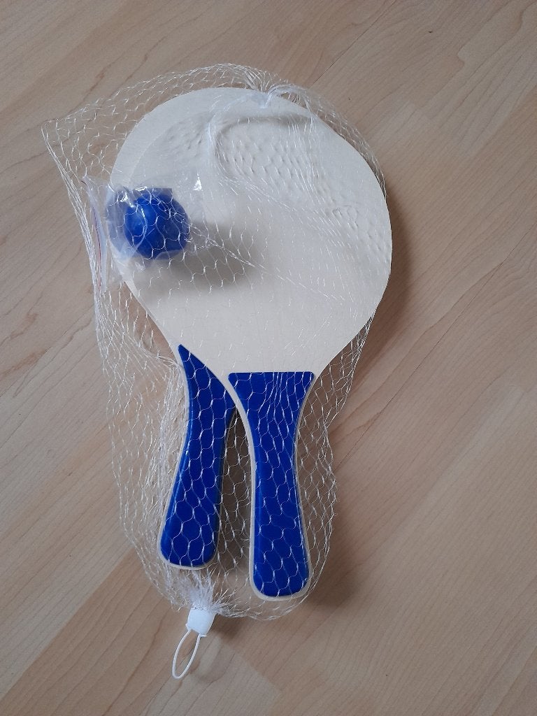 NIEUW HOUTEN BEACHBALL SET MET LOGO, Ophalen of Verzenden, Nieuw