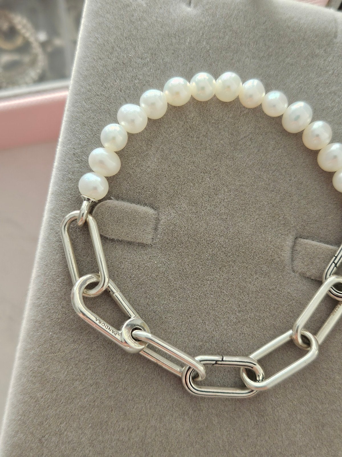 Pandora Me Zoetwater Parel Armband Zilver maat 18 cm - Zo go, Wit, Ophalen of Verzenden, Zo goed als nieuw, Met bedels of kralen